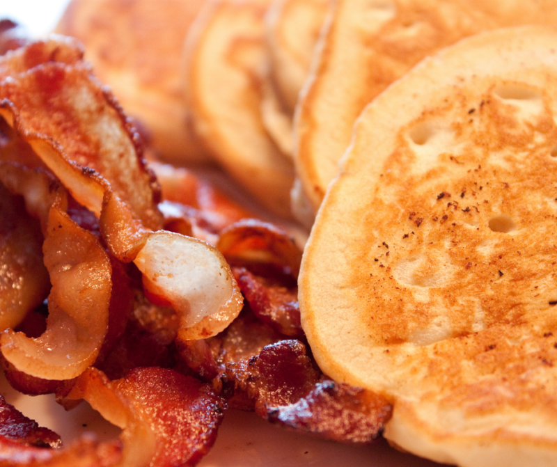 Breakfast for Dinner Irish Cream Pancakes/Maple Syrup/Hash Brown