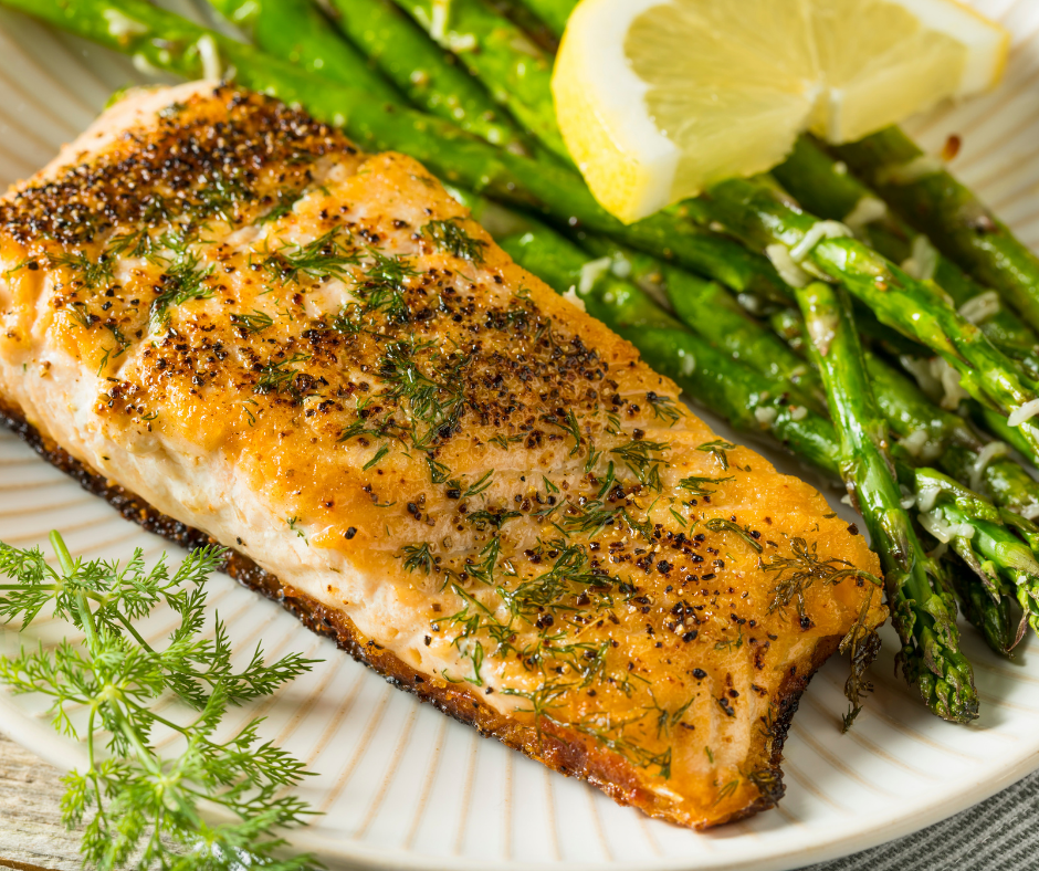 Pan Seared Salmon/Five Pepper Sauce/Grilled Polenta/Asparagus - TEXICUREAN